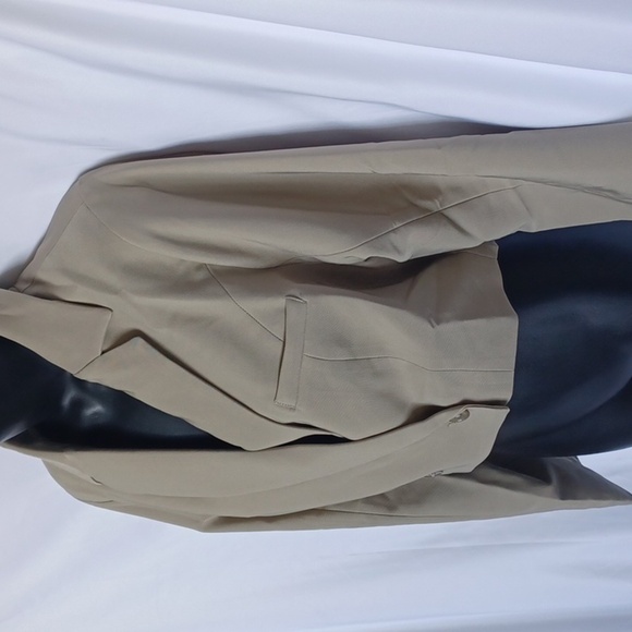 Blue Blush Khaki Cropped Blazer, color is Dusty sage (greenish tan) - Picture 3 of 6